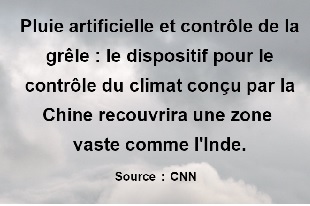 contrôle du climat à très grande échelle en Chine