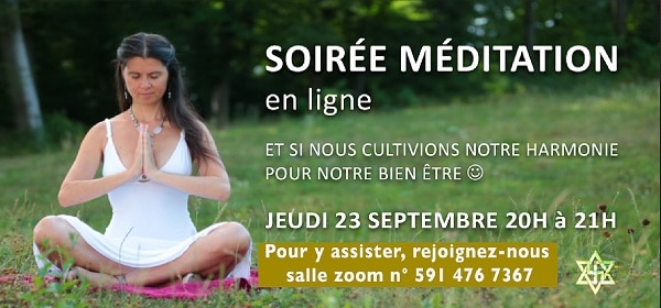 Soirée méditation en ligne, le 23 septembre