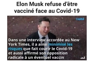 Elon Musk refuse le vaccin COVID-19