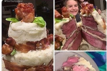 Un gâteau de steak pour son anniversaire